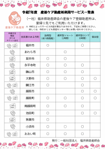 市町別利用サービス一覧表